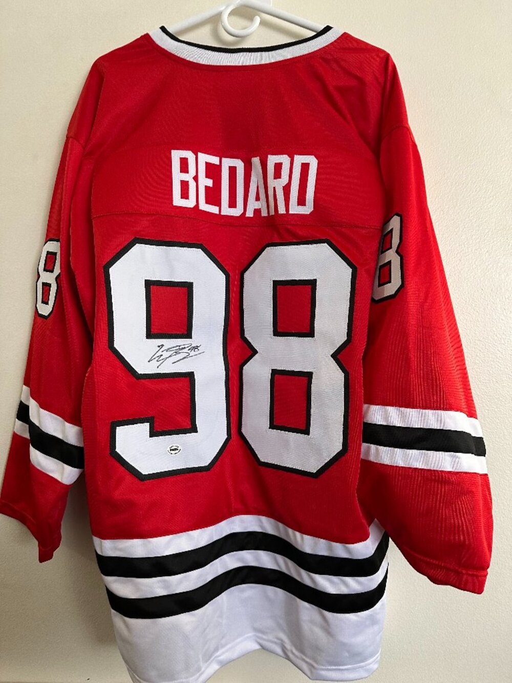 CONNOR BEDARD SIGNED CHICAGO BLACKHAWKS AUTOGRAPHED CUSTOM JERSEY W/COA XL 1073